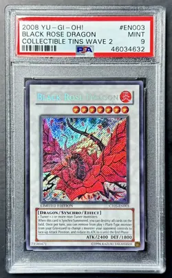 2008 Yugioh Collectible Tins BLACK ROSE DRAGON CT05-EN003 Limited Edition PSA 9! - Image 1