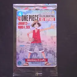 One Piece Monkey D. Luffy US College Basketball Promo Card - SEALED - Image 1