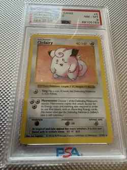 1999 Pokemon TCG Base Set Shadowless Clefairy Holo PSA 8 5/102 Card Stock - Image 1