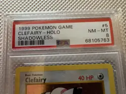 1999 Pokemon TCG Base Set Shadowless Clefairy Holo PSA 8 5/102 Card Stock - Image 5