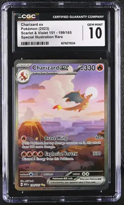 CGC 10 Charizard ex 199/165 MEW EN-151 Special Illustration Rare Pokemon Card - Image 1