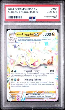 2024 POKEMON SSP EN-SURGING SPARKS #133 ALOLAN EXEGGUTOR ex PSA 10 - Image 1