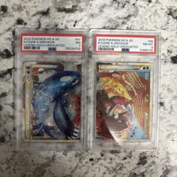 2010 Pokemon HGSS Undaunted Kyogre PSA 7 & Groudon PSA 8 LEGEND SET - Image 1