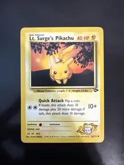 Pokemon TCG Lt. Surge's Pikachu 84/132 Gym Challenge LP - Image 1