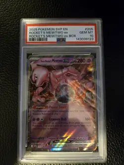 2025 Pokemon Team Rocket's Mewtwo Ex #205 Promo Psa 10 - Image 1