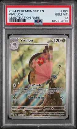 2024 POKEMON SSP EN-SURGING SPARKS ILLUSTRATION RARE #193 VIVILLON PSA 10 - Image 1