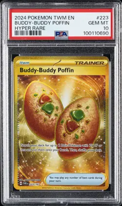 2024 POKEMON TWM EN-TWILIGHT MASQUERADE HYPER RARE BUDDY-BUDDY POFFIN PSA 10 - Image 1