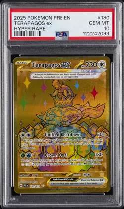 2025 POKEMON PRE EN-PRISMATIC EVOLUTIONS HYPER RARE #180 TERAPAGOS EX PSA 10 - Image 1