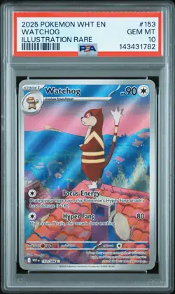 2025 POKEMON WHT EN-WHITE FLARE ILLUSTRATION RARE #153 WATCHOG PSA 10 - Image 1