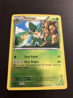 Pokemon TCG Simisage Black and White 8/114 Reverse Holo Uncommon LP - Image 1