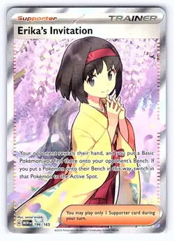 Erika’s Invitation 196/165 🌸 SV3.5 151 Full Art Ultra Rare Trainer Pokemon Card - Image 1