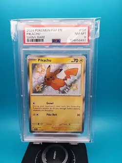 Pokemon Pikachu Paldean Fates Shiny Rare Card #131 PSA 8 - Image 1