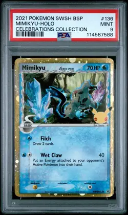 2021 POKEMON SWSH BLACK STAR PROMO CELEBRATIONS COLL #136 MIMIKYU-HOLO PSA 9 - Image 1