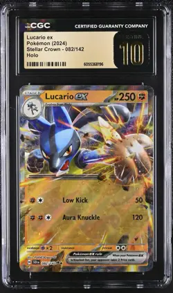 LUCARIO EX Stellar Crown Holo Rare #082 CGC Pristine Pokemon [Nostalgium] - Image 1