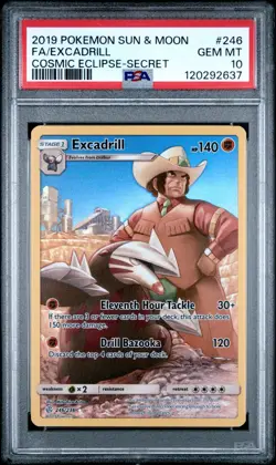 Excadrill 246/236 Full Art Secret Rare Cosmic Eclipse Pokemon Sun & Moon PSA 10 - Image 1