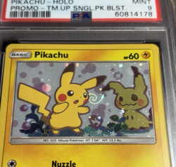 Pikachu SM162 Promo Holo Pokemon Team Up Mew Tail HD SWIRL PSA 9 Mint Galaxy - Image 1
