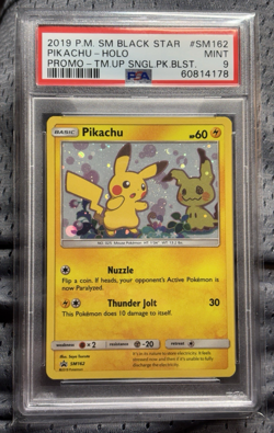 Pikachu SM162 Promo Holo Pokemon Team Up Mew Tail HD SWIRL PSA 9 Mint Galaxy - Image 2