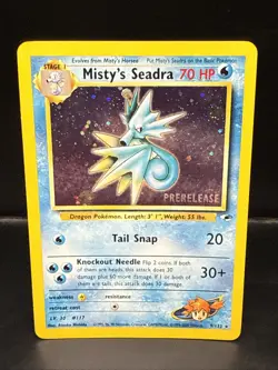 Pokemon TCG Misty's Seadra Holo Rare Gym Heroes Prerelease 9/132 BH Swirl - Image 2
