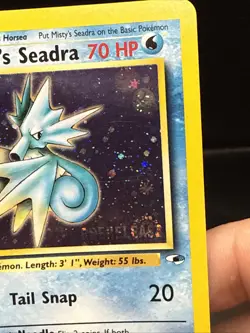 Pokemon TCG Misty's Seadra Holo Rare Gym Heroes Prerelease 9/132 BH Swirl - Image 3