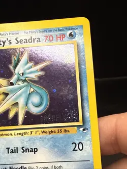Pokemon TCG Misty's Seadra Holo Rare Gym Heroes Prerelease 9/132 BH Swirl - Image 4