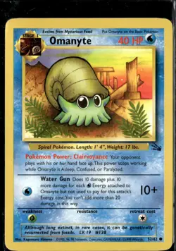 Pokemon Omanyte 52/62 Fossil Non Holo Common 2 Card Lot LP - Image 1