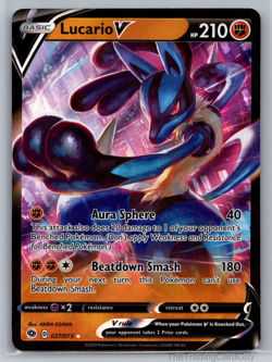 Lucario V - 027/073 - Pokemon Champions Path Sword & Shield Ultra Rare Card NM - Image 1