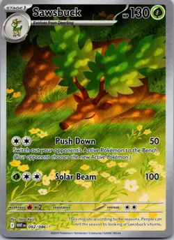 Sawsbuck 092/086 NM Pokemon Card TCG White Flare IR Illustration Rare - Image 1