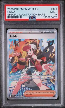 2025 POKEMON WHT EN-WHITE FLARE #171 HILDA SPECIAL ILLUSTRATION RARE PSA 9 (452 - Image 1