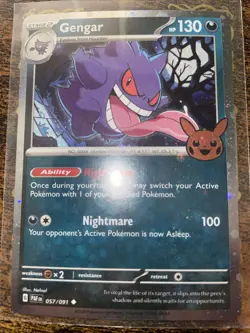 2024 Pokemon Paldean Fates #057/091 GENGAR Cosmo Holo Halloween Trick Or Trade - Image 1