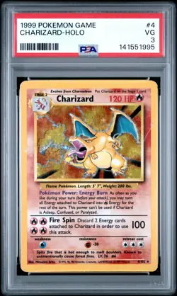 PSA 3 Charizard Holo 4/102 Pokemon Game - Image 1