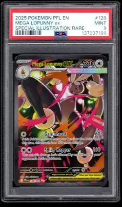 2025 POKEMON PFL EN MEGA LOPUNNY EX SPECIAL ILLUSTRATION RARE 128/094 PSA 9 - Image 1