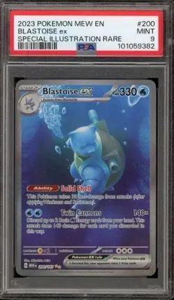 Pokemon Blastoise ex 151 MEW EN Special Illustration Rare #200 PSA 9 Mint - Image 1