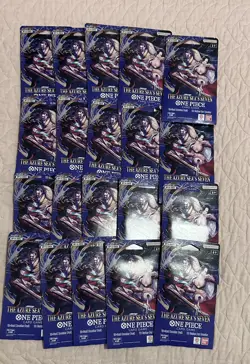 Lot of 20 One Piece OP-14 THE AZURE SEA’S SEVEN Sleeved Booster Packs In Hand - Image 1