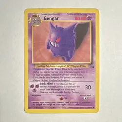 Pokemon Gengar 20/62 Fossil Rare Stage 2 80 HP Unlimited Card 1999 English - Image 1