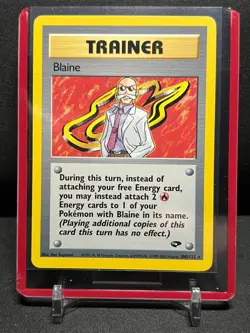 Blaine 100/132 Rare Trainer Pokemon 2000 Gym Challenge LP - Image 1