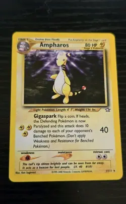 2000 Pokemon English Neo - Genesis Holo Rare Ampharos #1/111 - Poor - Image 1