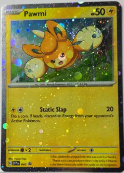 INSANE HOLO BLEED ERROR HD Swirl 🌀 Pawmi Cosmo Holo Black Star Promo Pokemon ✨ - Image 1