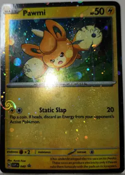 INSANE HOLO BLEED ERROR HD Swirl 🌀 Pawmi Cosmo Holo Black Star Promo Pokemon ✨ - Image 2