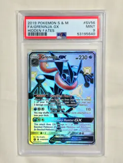 Pokemon Greninja GX Holo Full Art SV56/SV94 Sun & Moon Hidden Fates 2019 PSA 9 - Image 1