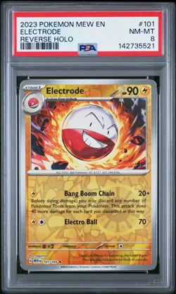 2023 POKEMON MEW EN-151 REVERSE HOLO #101 ELECTRODE PSA 8 - Image 1