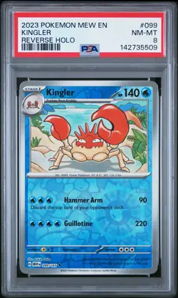 2023 POKEMON MEW EN-151 REVERSE HOLO #099 KINGLER PSA 8 - Image 1