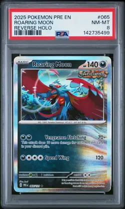 2025 POKEMON PRE EN-PRISMATIC EVOLUTIONS REVERSE HOLO #065 ROARING MOON PSA 8 - Image 1