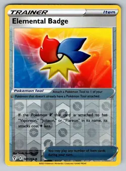 2021 Pokemon TCG Evolving Skies Elemental Badge Reverse Holo 147/203 - Image 1