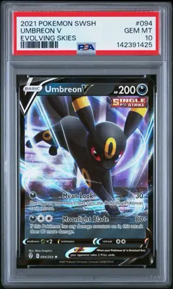 2021 POKEMON SWORD & SHIELD EVOLVING SKIES #094 UMBREON V PSA 10 - Image 1