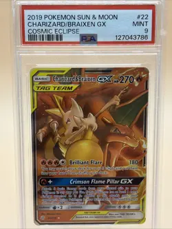 PSA 9 Charizard Braixen GX 2019 Pokemon Sm-Cosmic Eclipse Holo #22 Mint - Image 1