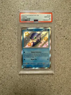 2024 POKEMON PAF EN-PALDEAN FATES SHINY RARE #123 FINIZEN PSA 10 NEW CERT. - Image 1