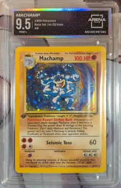 ARENA CLUB 9.5 - Machamp #8 - Base Set 99' - 1st Edition Holo - Image 2