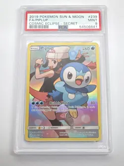 Pokemon Piplup Full Art Secret Rare Holo Cosmic Eclipse 239/236 PSA 9 - Image 1