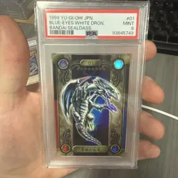 1999 Blue-Eyes White Dragon Yu-Gi-Oh! Japanese Bandai Sealdass Holo PSA MINT 9 - Image 1