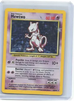 1999 Pokemon—Mewtwo #10/102 Base Set—Holo Rare Holo (Damaged) - Image 1